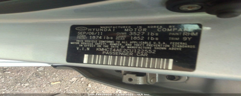 KMHCT4AE2CU122552 2012 HYUNDAI ACCENT photo no. 9