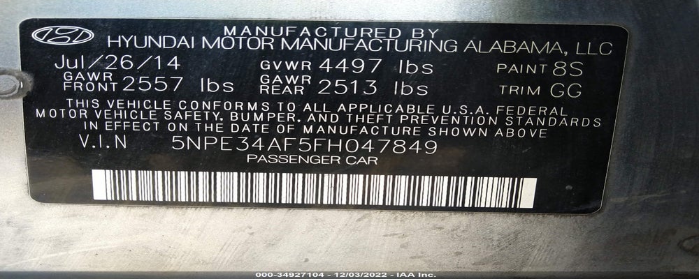 5NPE34AF5FH047849 2015 HYUNDAI SONATA photo no. 9