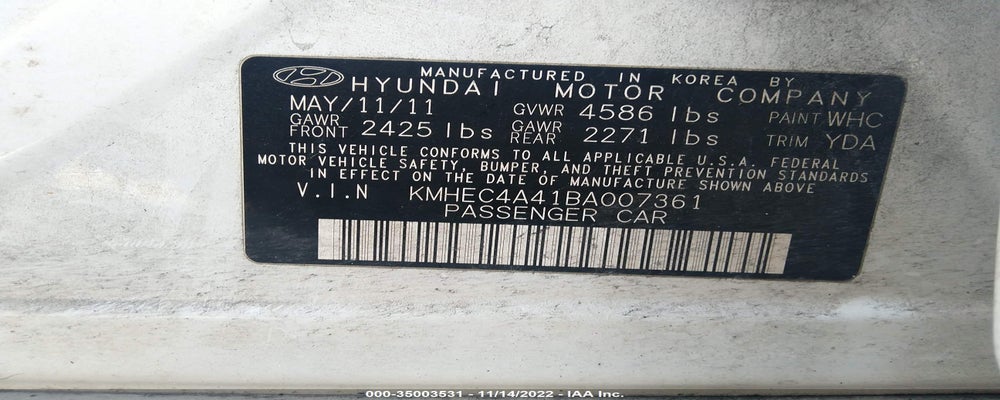 KMHEC4A41BA007361 2011 HYUNDAI SONATA photo no. 9