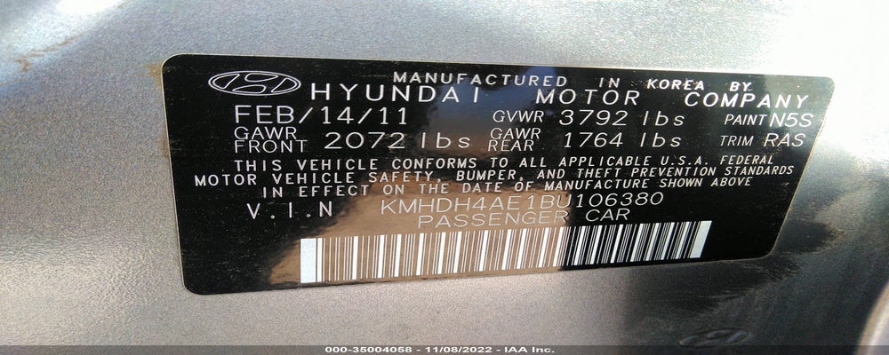 KMHDH4AE1BU106380 2011 HYUNDAI ELANTRA photo no. 9