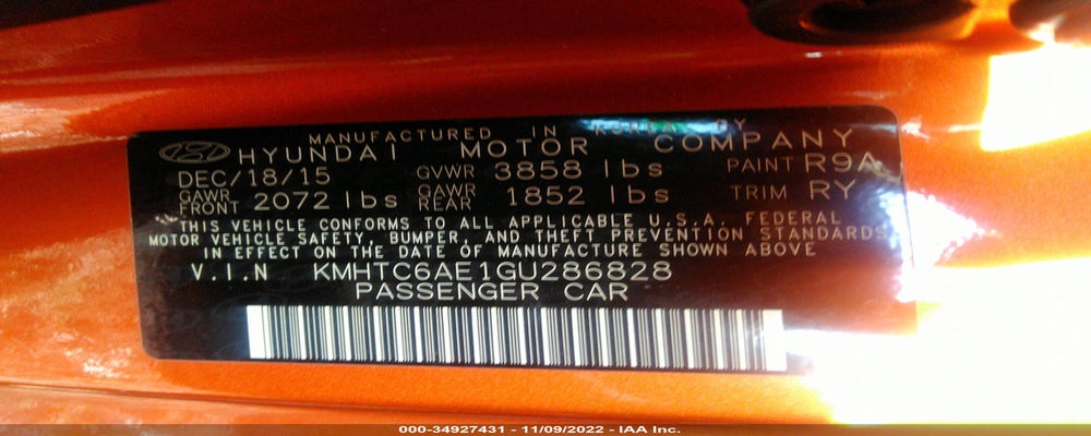 KMHTC6AE1GU286828 2016 HYUNDAI VELOSTER photo no. 9