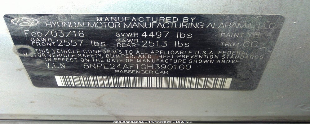 5NPE24AF1GH390100 2016 HYUNDAI SONATA photo no. 9