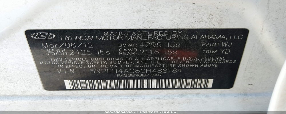5NPEB4AC8CH488184 2012 HYUNDAI SONATA photo no. 9