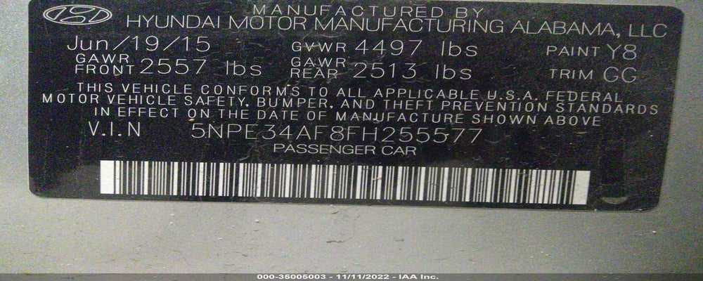 5NPE34AF8FH255577 2015 HYUNDAI SONATA photo no. 9