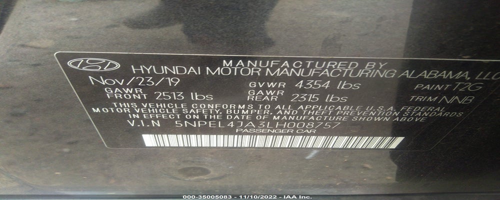 5NPEL4JA3LH008757 2020 HYUNDAI SONATA photo no. 9