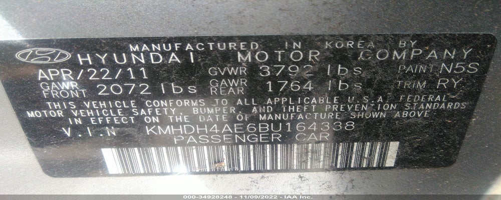 KMHDH4AE6BU164338 2011 HYUNDAI ELANTRA photo no. 9