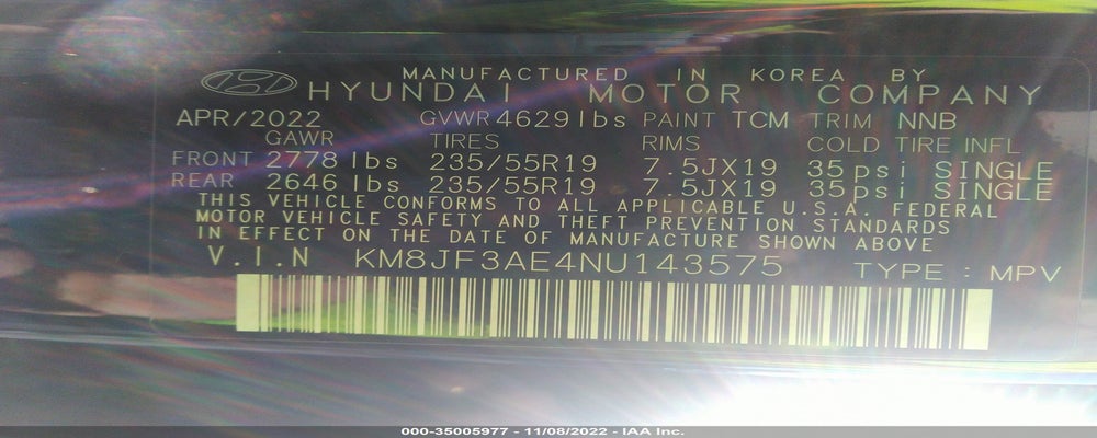KM8JF3AE4NU143575 2022 HYUNDAI TUCSON photo no. 9