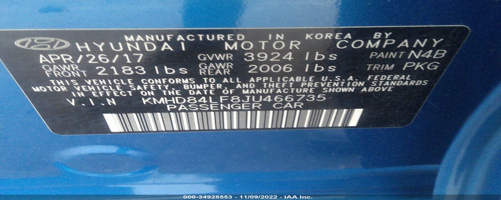 KMHD84LF8JU466735 2018 HYUNDAI ELANTRA photo no. 9