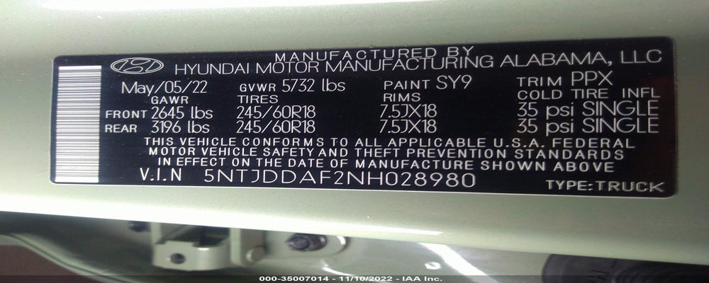 5NTJDDAF2NH028980 2022 HYUNDAI SANTA CRUZ photo no. 9