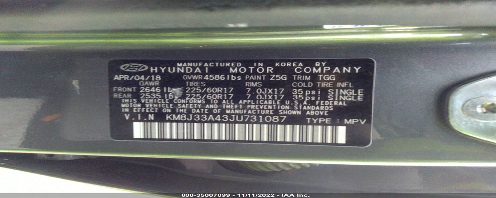 KM8J33A43JU731087 2018 HYUNDAI TUCSON photo no. 9