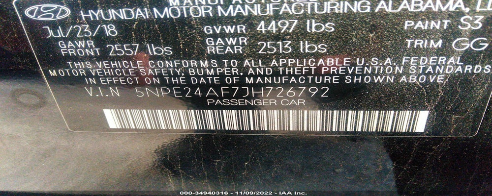 5NPE24AF7JH726792 2018 HYUNDAI SONATA photo no. 9