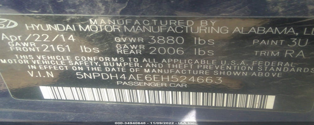 5NPDH4AE6EH524663 2014 HYUNDAI ELANTRA photo no. 9