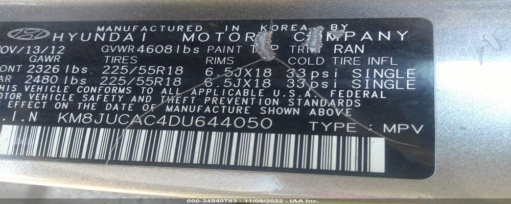 KM8JUCAC4DU644050 2013 HYUNDAI TUCSON photo no. 9