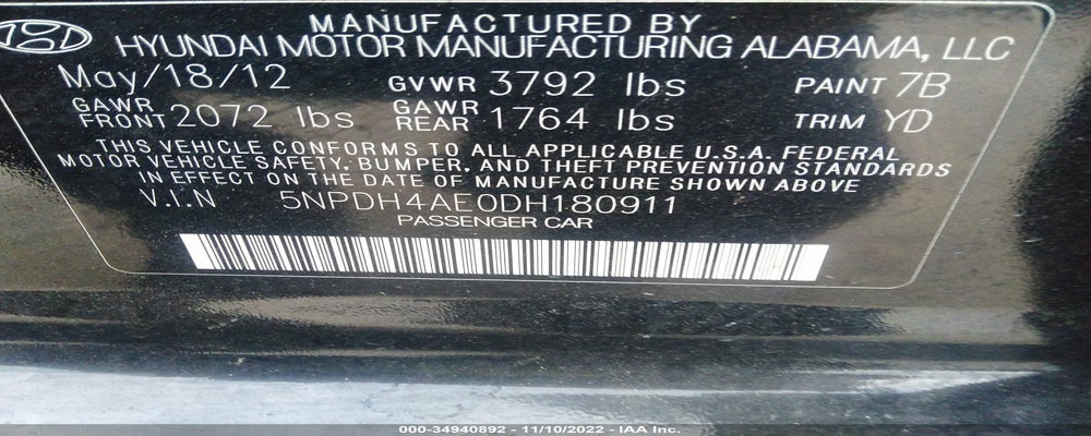 5NPDH4AE0DH180911 2013 HYUNDAI ELANTRA photo no. 9
