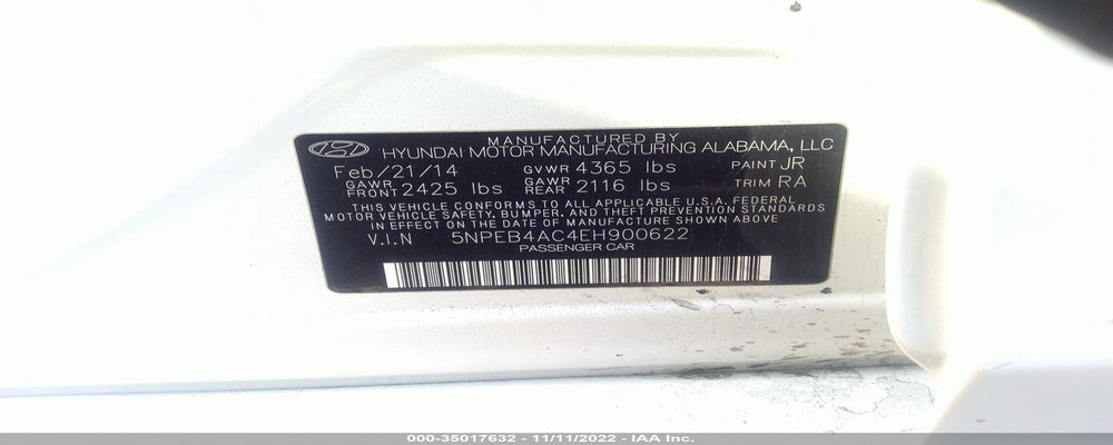 5NPEB4AC4EH900622 2014 HYUNDAI SONATA photo no. 9