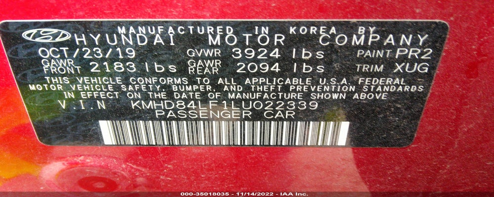 KMHD84LF1LU022339 2020 HYUNDAI ELANTRA photo no. 9