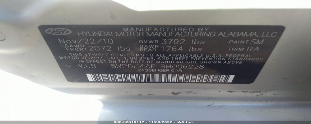 5NPDH4AE1BH006228 2011 HYUNDAI ELANTRA photo no. 9