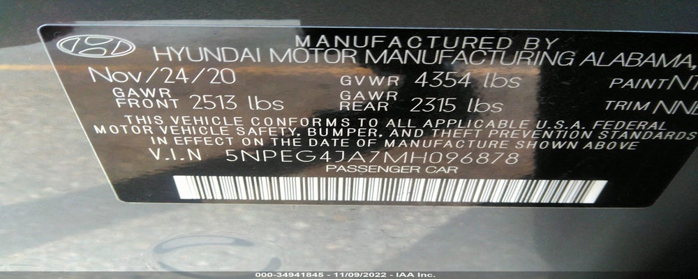 5NPEG4JA7MH096878 2021 HYUNDAI SONATA photo no. 9