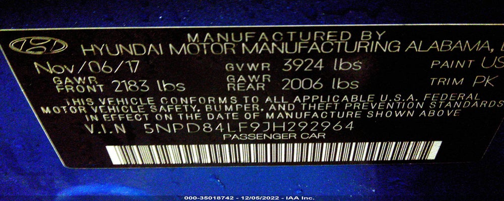 5NPD84LF9JH292964 2018 HYUNDAI ELANTRA photo no. 9