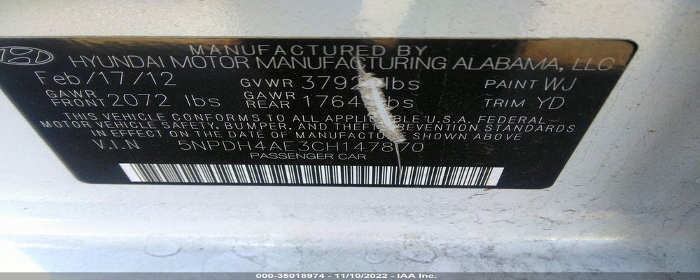 5NPDH4AE3CH147870 2012 HYUNDAI ELANTRA photo no. 9