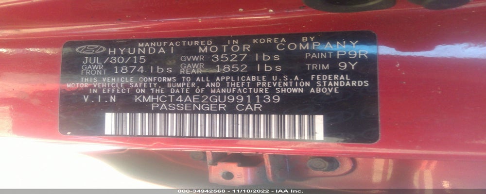 KMHCT4AE2GU991139 2016 HYUNDAI ACCENT photo no. 9