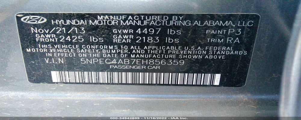 5NPEC4AB7EH856359 2014 HYUNDAI SONATA photo no. 9