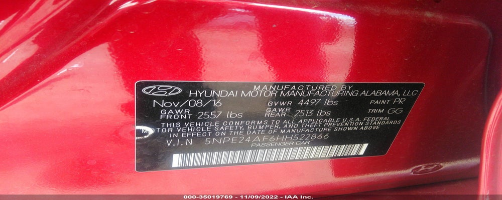 5NPE24AF6HH522866 2017 HYUNDAI SONATA photo no. 9