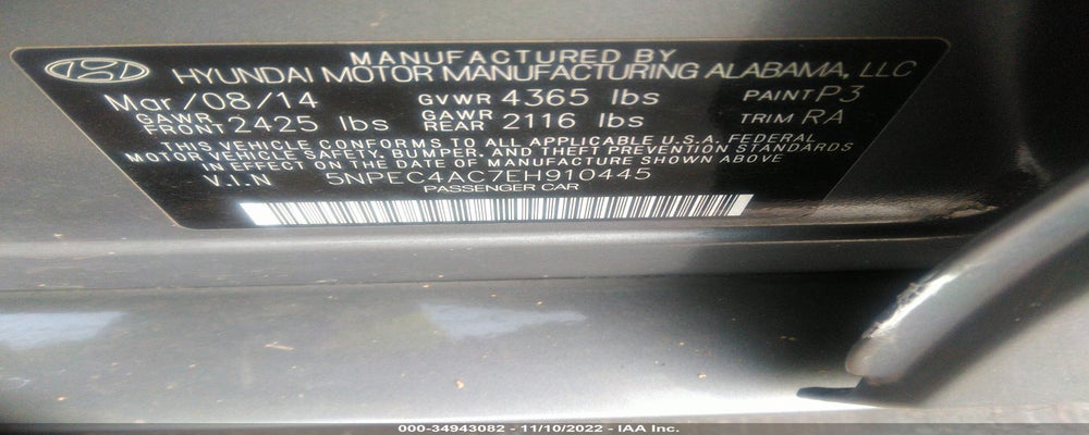 5NPEC4AC7EH910445 2014 HYUNDAI SONATA photo no. 9