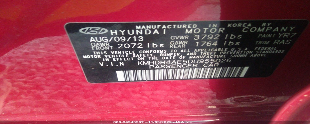 KMHDH4AE5DU955026 2013 HYUNDAI ELANTRA photo no. 9