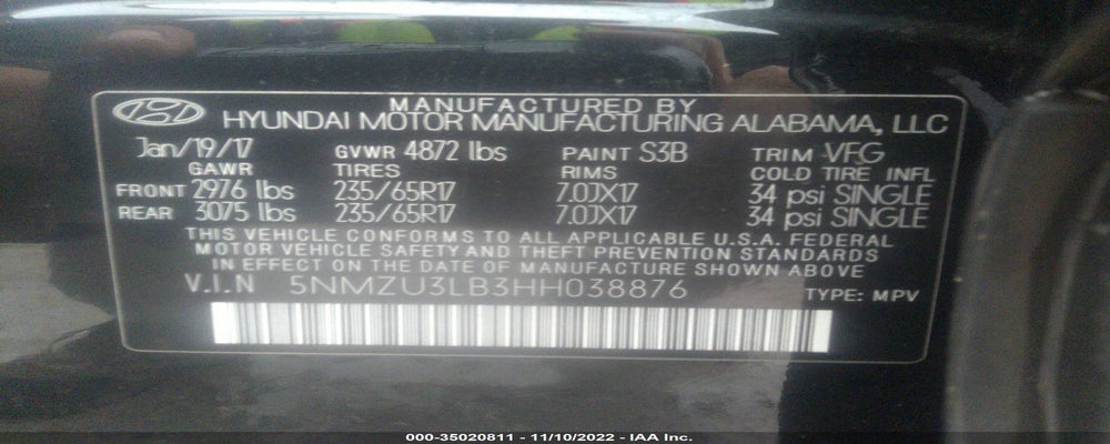 5NMZU3LB3HH038876 2017 HYUNDAI SANTA FE SPORT photo no. 9
