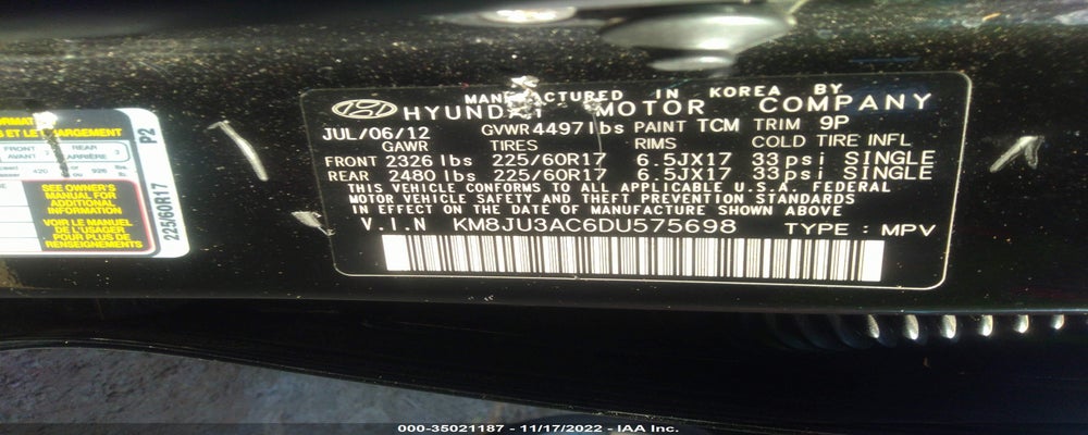 KM8JU3AC6DU575698 2013 HYUNDAI TUCSON photo no. 9