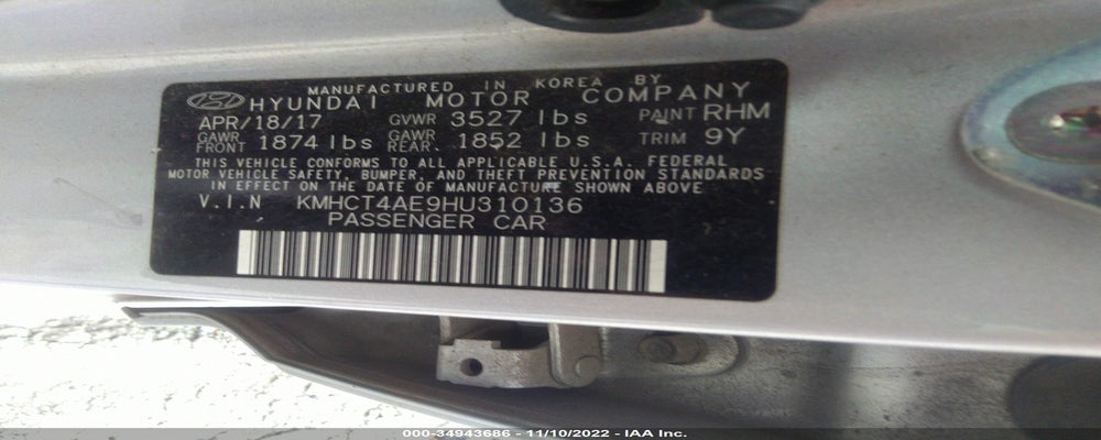 KMHCT4AE9HU310136 2017 HYUNDAI ACCENT photo no. 9
