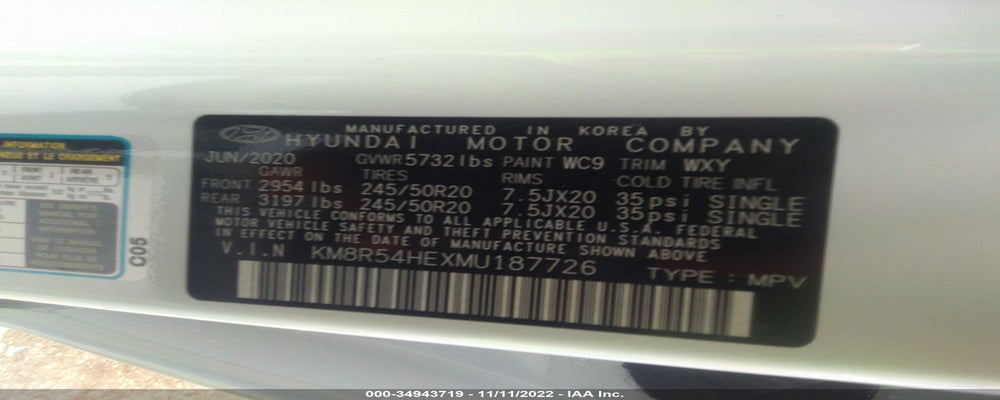 KM8R54HEXMU187726 2021 HYUNDAI PALISADE photo no. 9