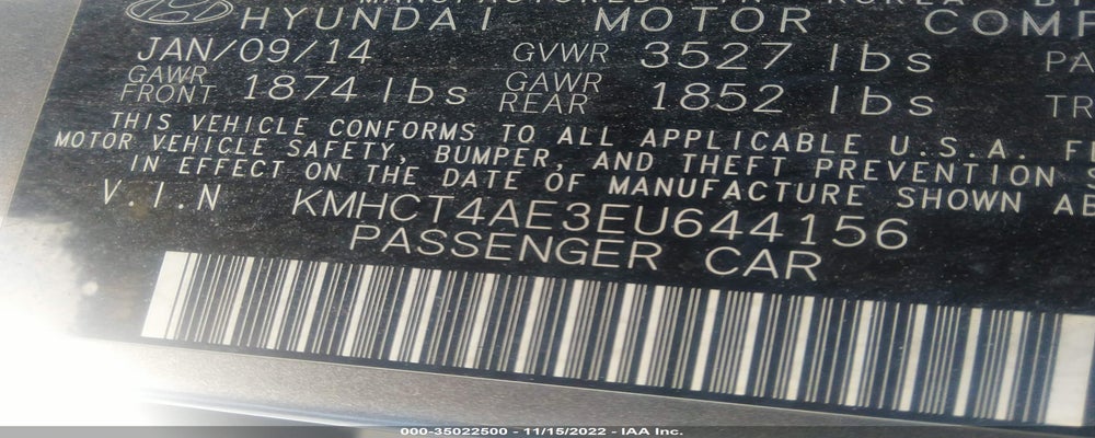 KMHCT4AE3EU644156 2014 HYUNDAI ACCENT photo no. 9