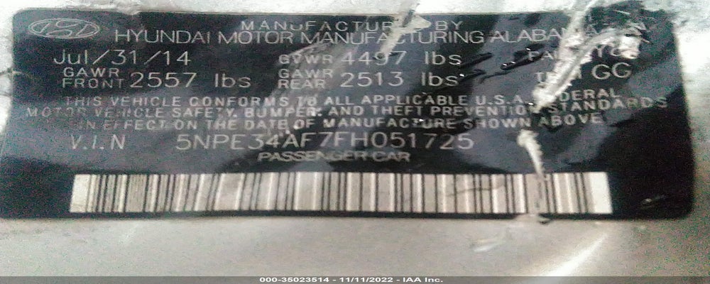 5NPE34AF7FH051725 2015 HYUNDAI SONATA photo no. 9
