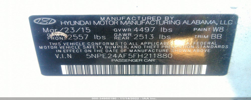 5NPE24AF5FH211880 2015 HYUNDAI SONATA photo no. 9