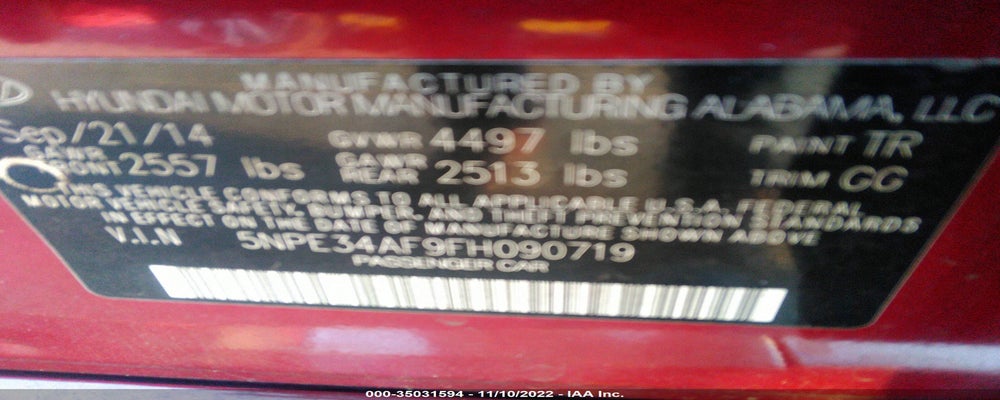 5NPE34AF9FH090719 2015 HYUNDAI SONATA photo no. 9