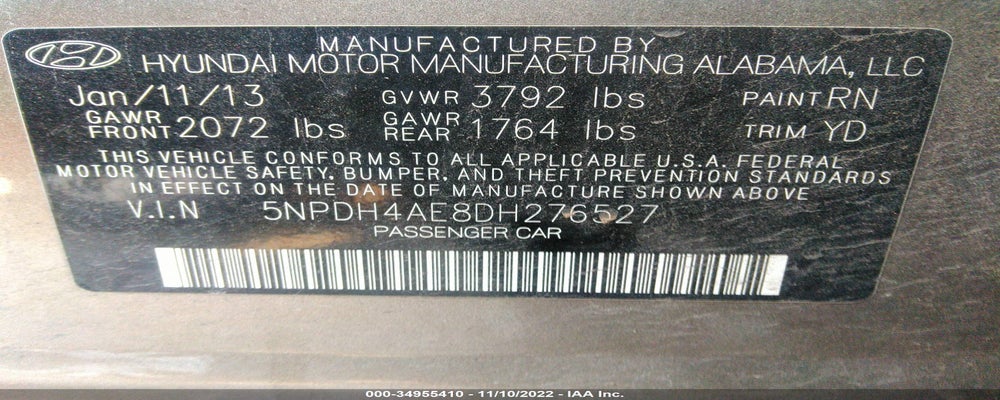 5NPDH4AE8DH276527 2013 HYUNDAI ELANTRA photo no. 9
