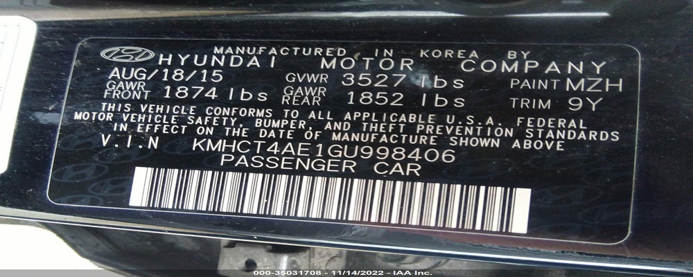 KMHCT4AE1GU998406 2016 HYUNDAI ACCENT photo no. 9
