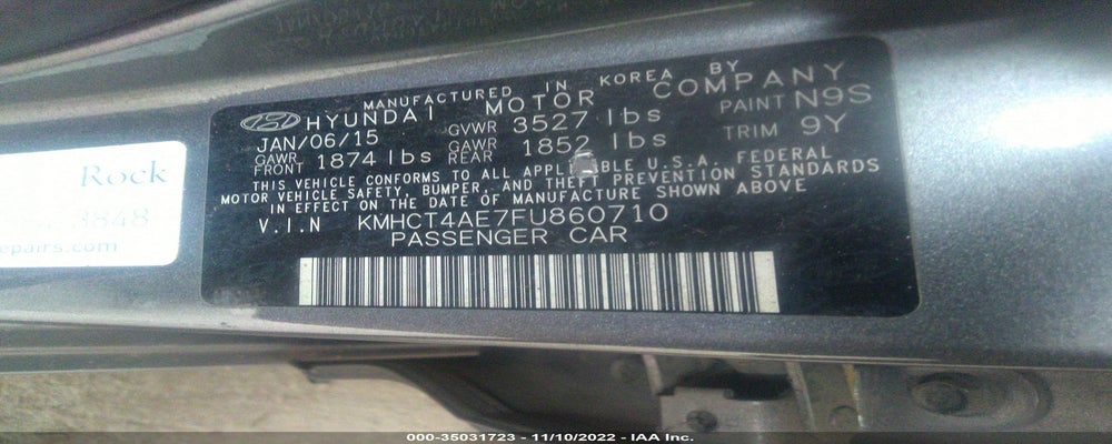 KMHCT4AE7FU860710 2015 HYUNDAI ACCENT photo no. 9
