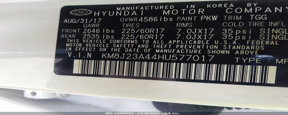 KM8J23A44HU577017 2017 HYUNDAI TUCSON photo no. 9