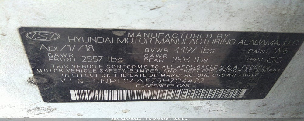 5NPE24AF7JH704422 2018 HYUNDAI SONATA photo no. 9