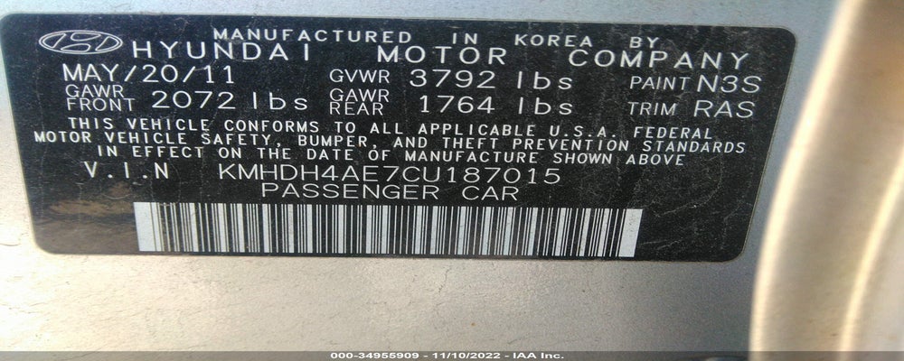 KMHDH4AE7CU187015 2012 HYUNDAI ELANTRA photo no. 9