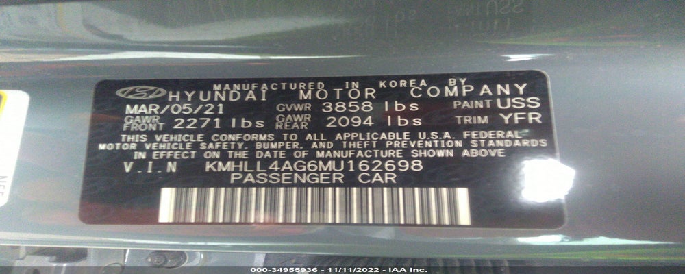 KMHLL4AG6MU162698 2021 HYUNDAI ELANTRA photo no. 9