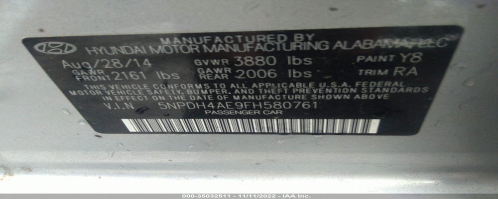 5NPDH4AE9FH580761 2015 HYUNDAI ELANTRA photo no. 9