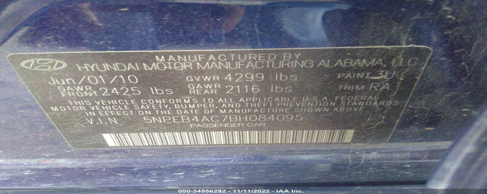 5NPEB4AC7BH084095 2011 HYUNDAI SONATA photo no. 9