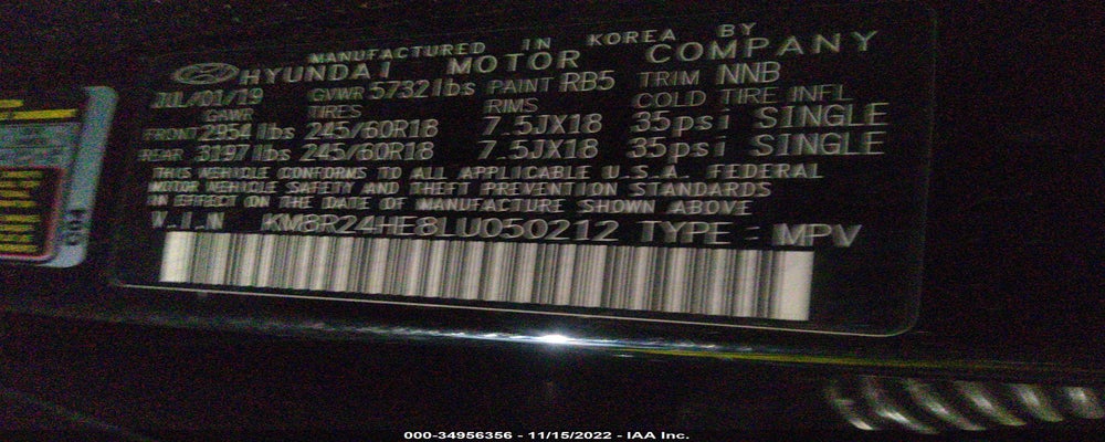 KM8R24HE8LU050212 2020 HYUNDAI PALISADE photo no. 9
