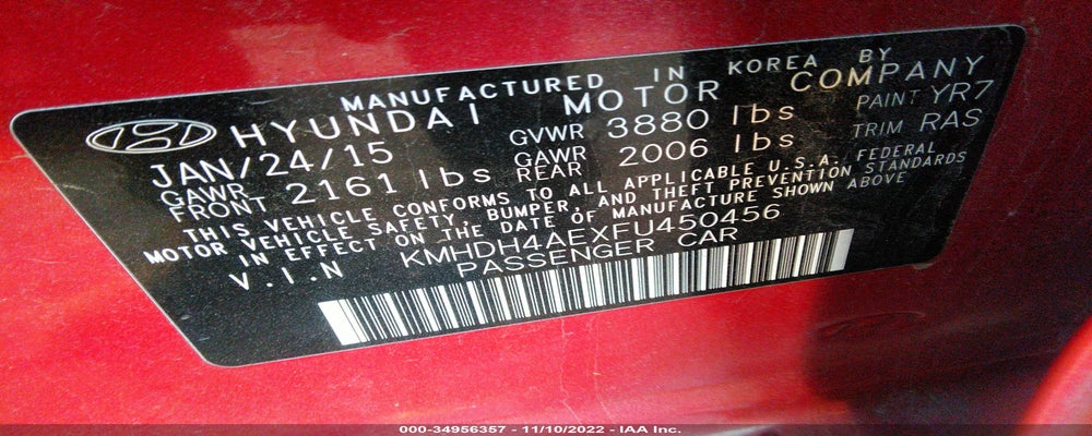 KMHDH4AEXFU450456 2015 HYUNDAI ELANTRA photo no. 9