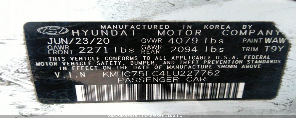 KMHC75LC4LU227762 2020 HYUNDAI IONIQ HYBRID photo no. 9