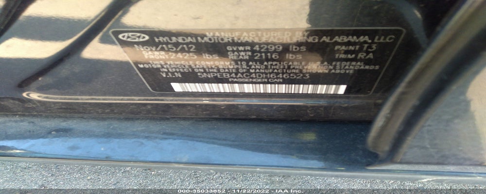 5NPEB4AC4DH646523 2013 HYUNDAI SONATA photo no. 9